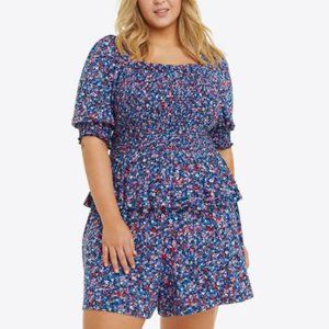 Draper James Knit Smocked Top in Spring Ditsy Floral